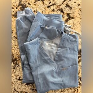 *FIGS SET* DENIM Zamora Jogger Pants [XS] & Catarina™ One-Pocket Scrub Top [XS]